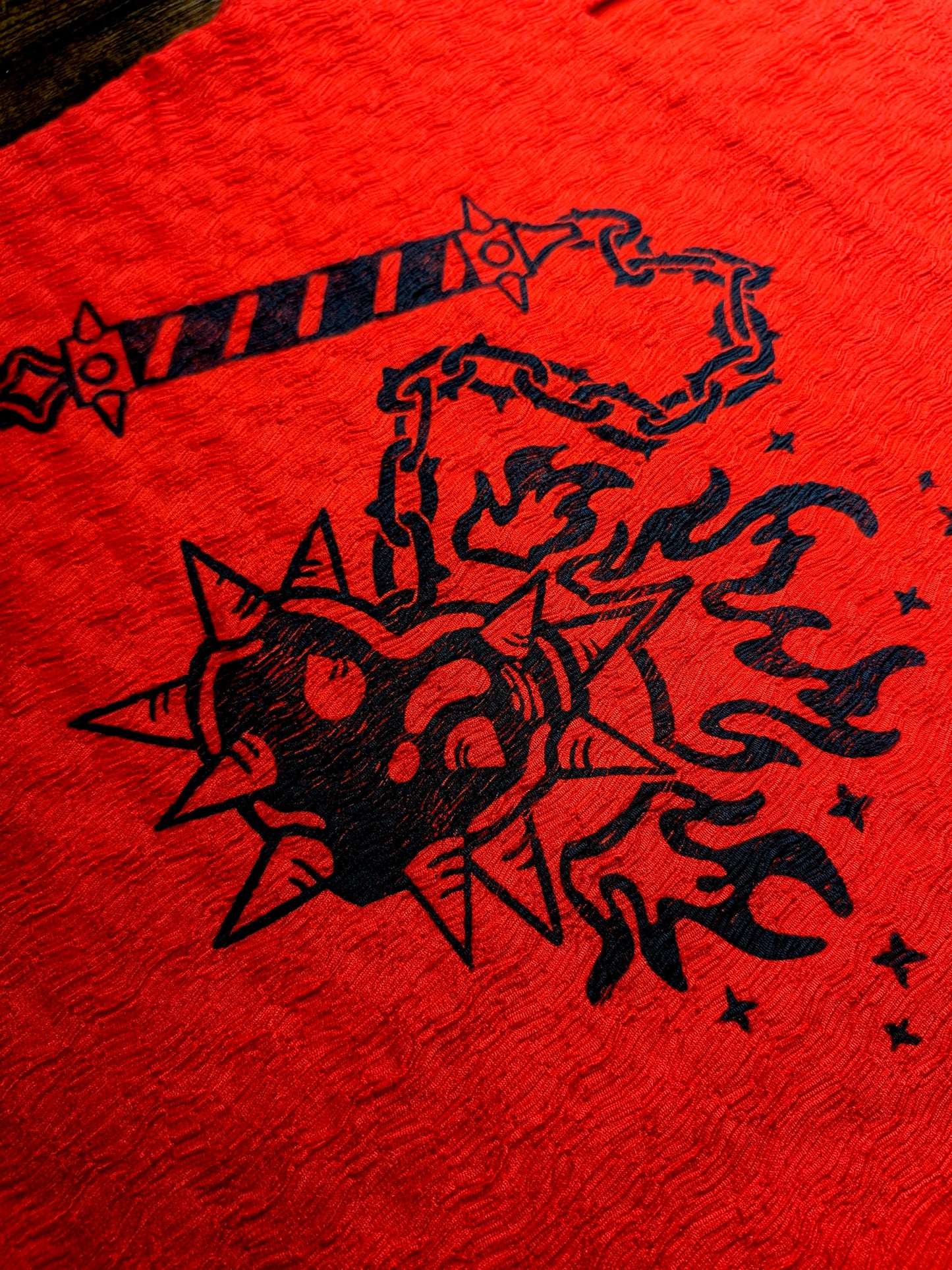 Red top with black Heart Flail [M]