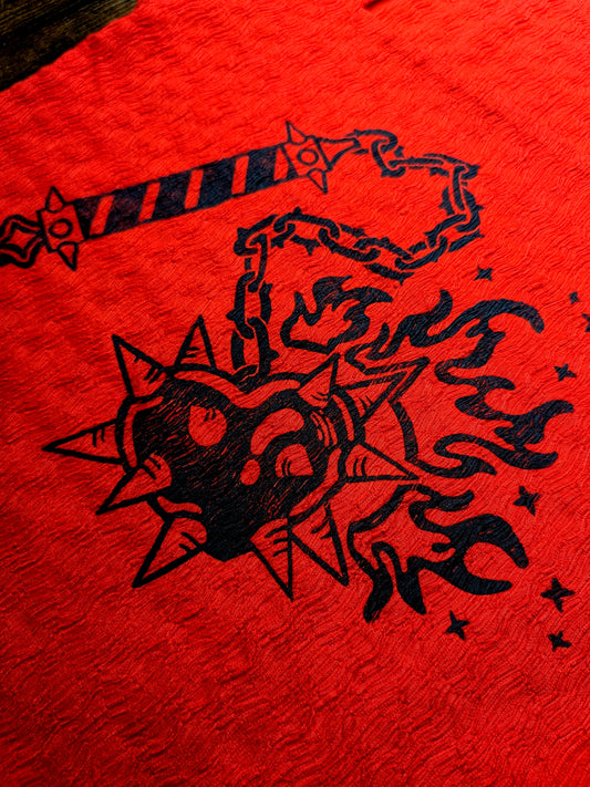 Red top with black Heart Flail [M]