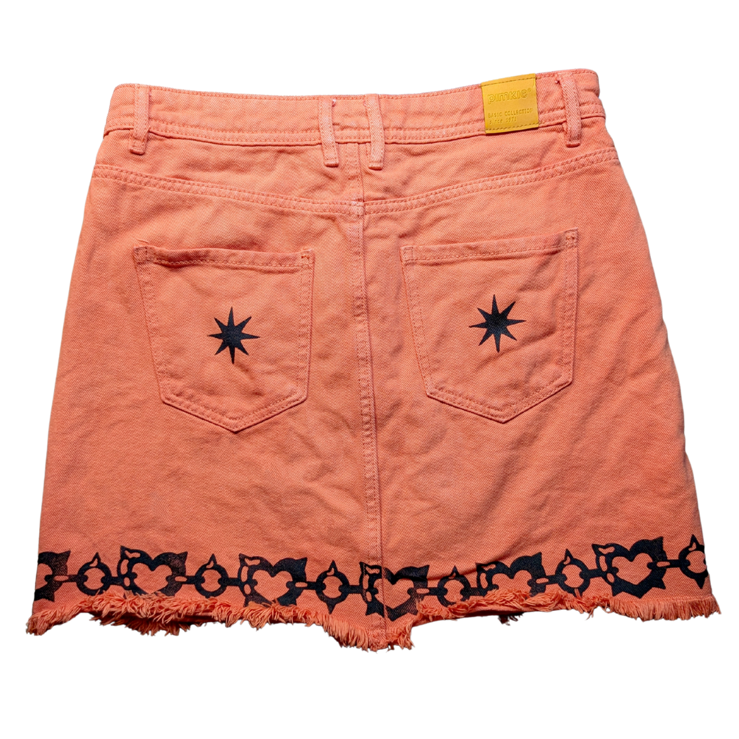 Orange denim skirt with black Chains [EUR 38]