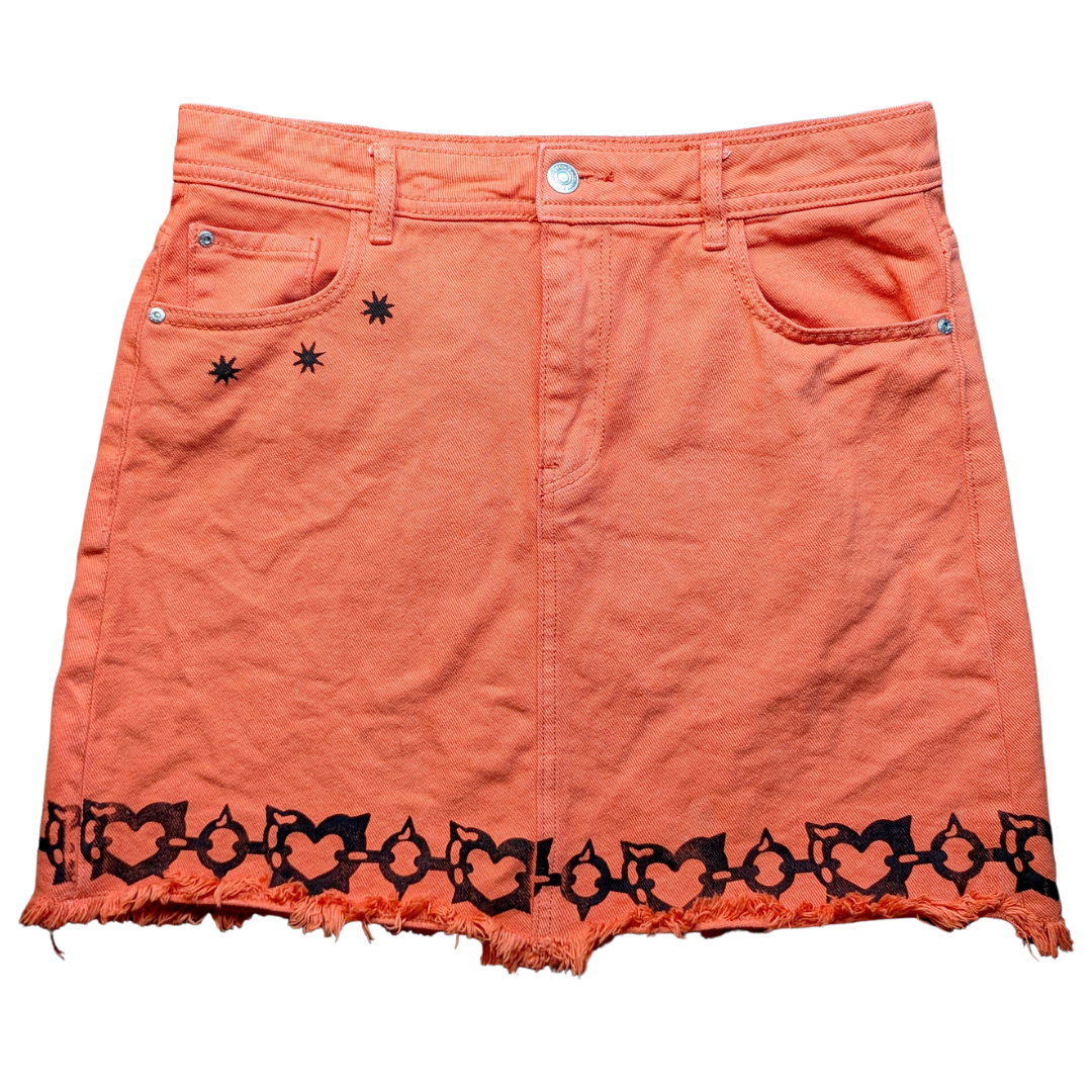 Orange denim skirt with black Chains [EUR 38]
