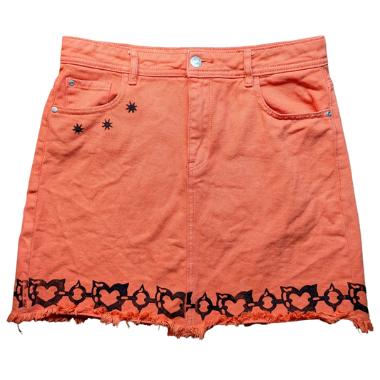 Orange denim skirt with black Chains [EUR 38]