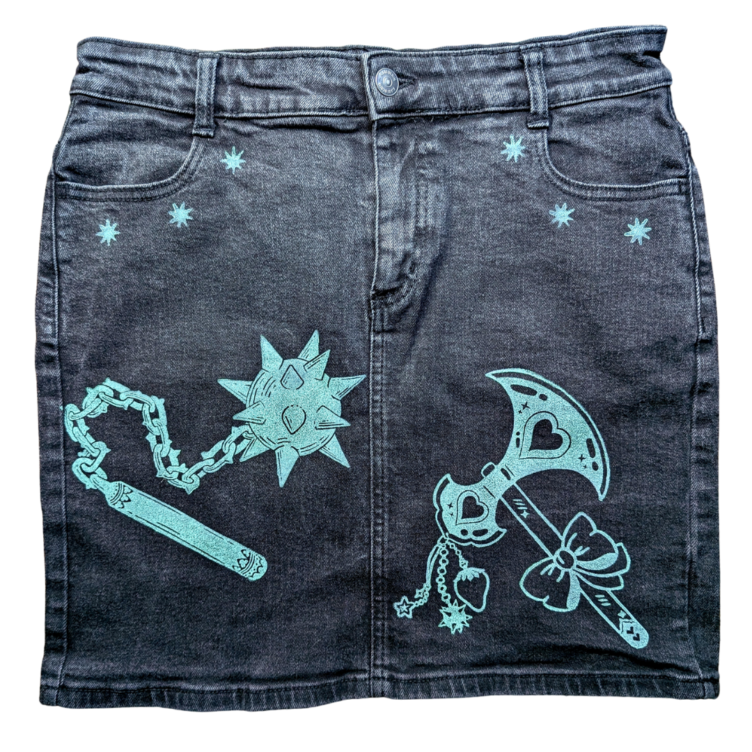Black denim skirt with Mint prints [EUR 38]