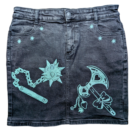 Black denim skirt with Mint prints [EUR 38]