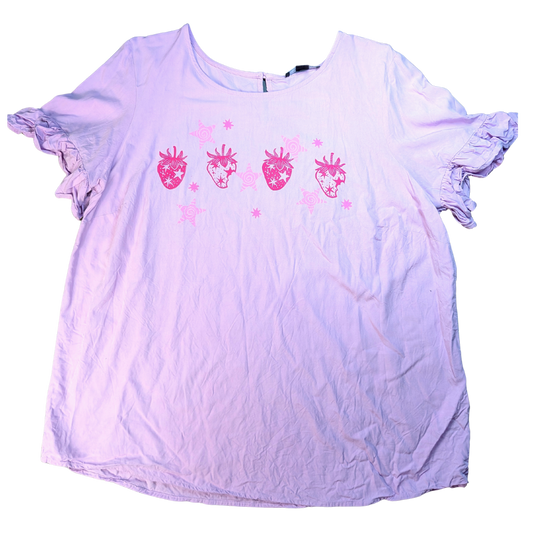 Lilac shirt with pink Strawberries & Stars [XXL]