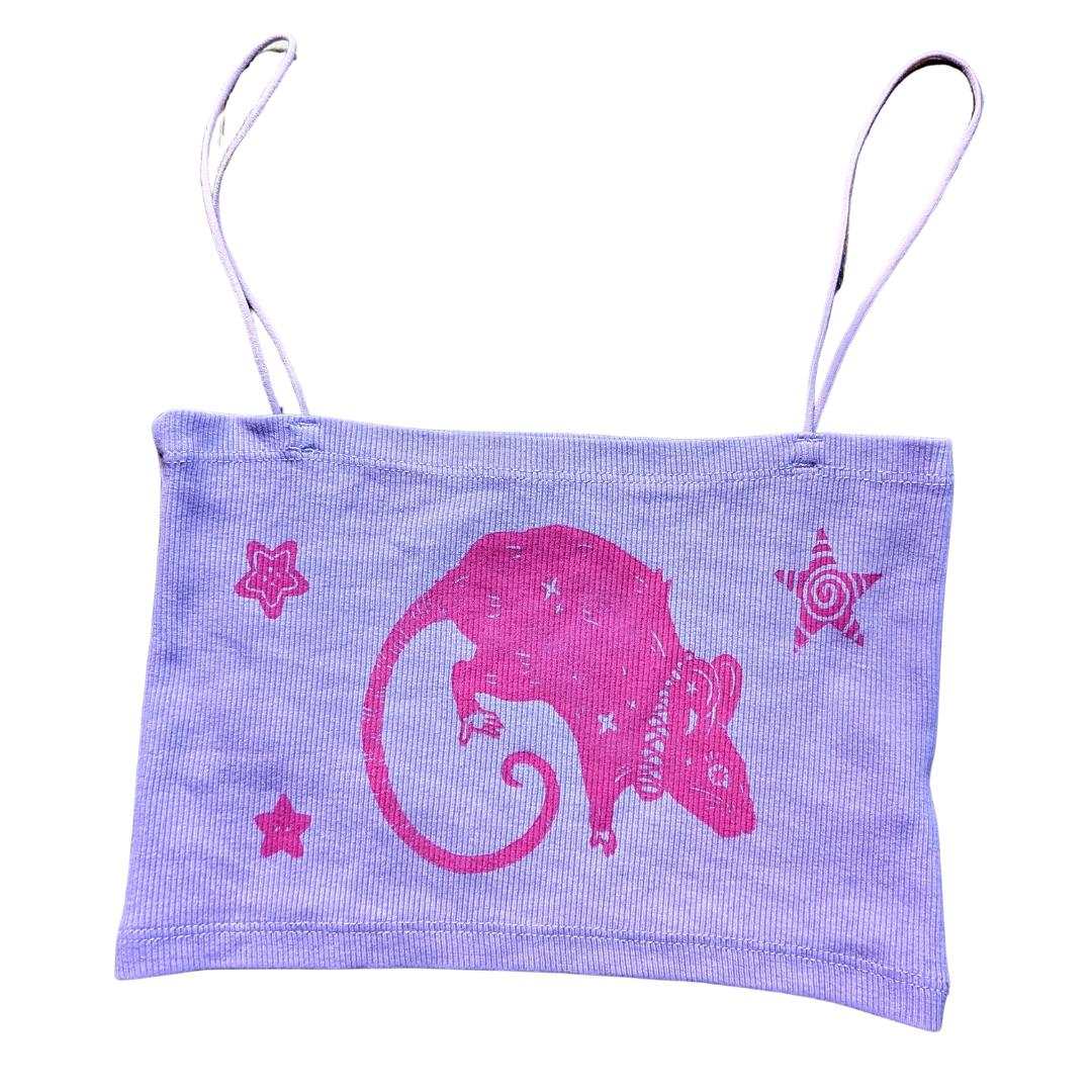 Lavender bralette with pink Rat & Stars [XS to S]