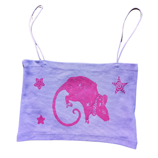 Lavender bralette with pink Rat & Stars [XS to S]