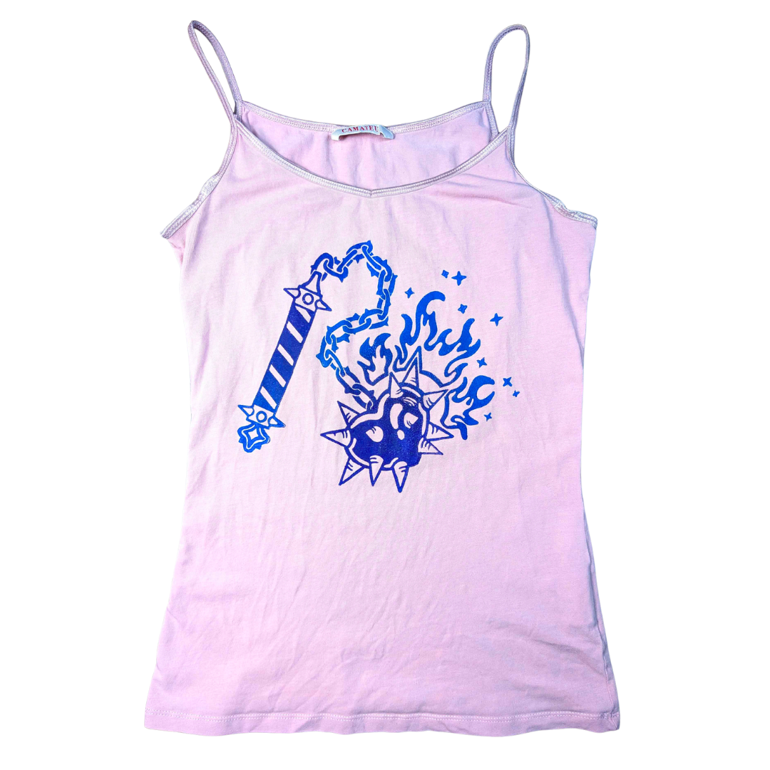 Light pink tank top with gradient purple Flail Heart [S]