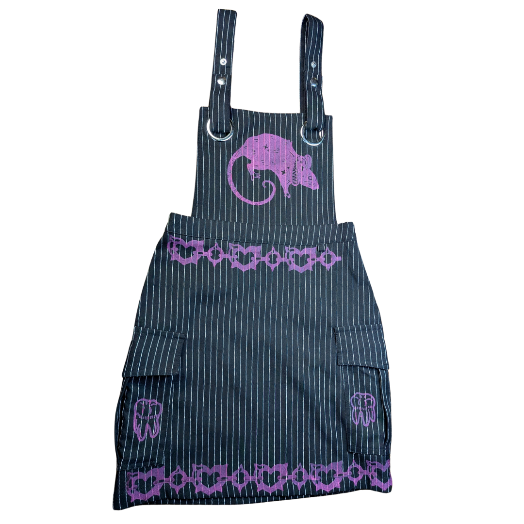 Black overalls dress with pink Rat, chains & teeth [XXS/XS]