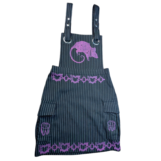Black overalls dress with pink Rat, chains & teeth [XXS/XS]