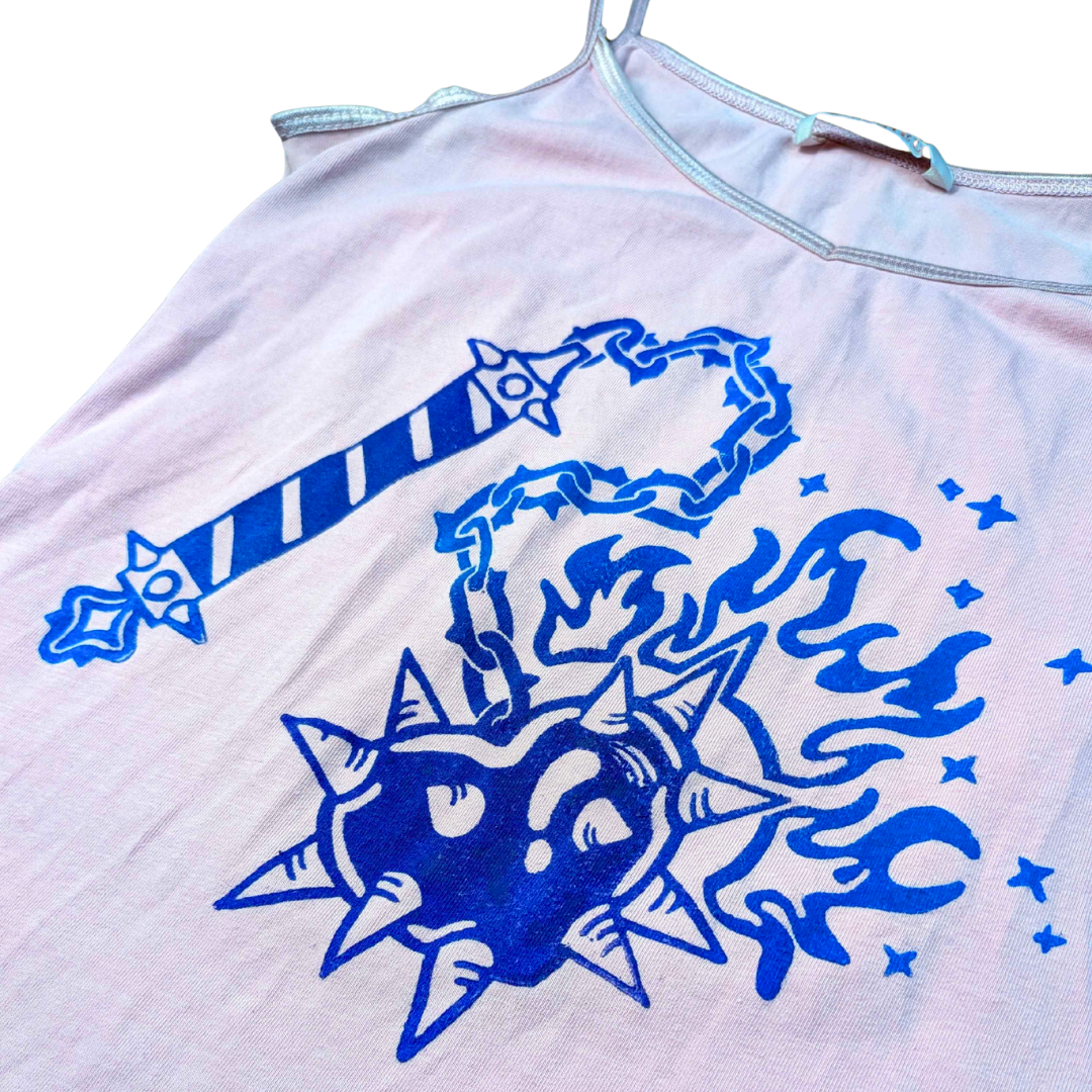 Light pink tank top with gradient purple Flail Heart [S]