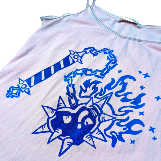 Light pink tank top with gradient purple Flail Heart [S]