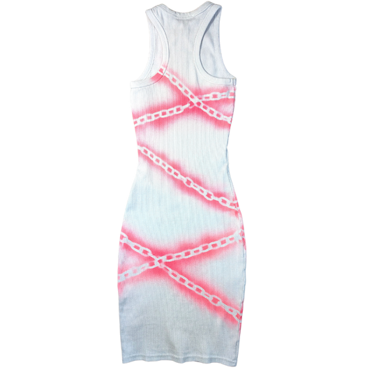 White dress with Pink Chains & Black Rats [XXS/XS]