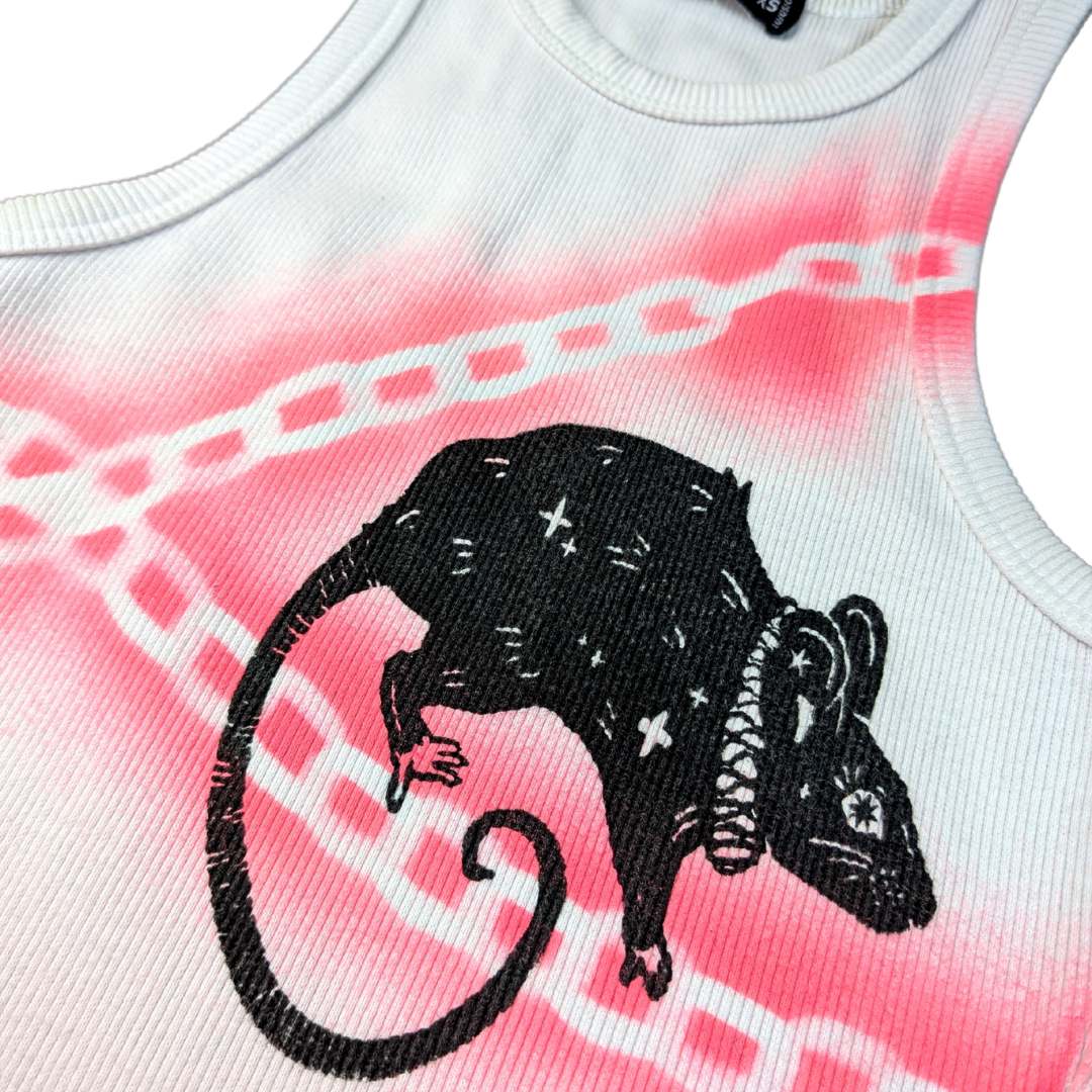 White dress with Pink Chains & Black Rats [XXS/XS]