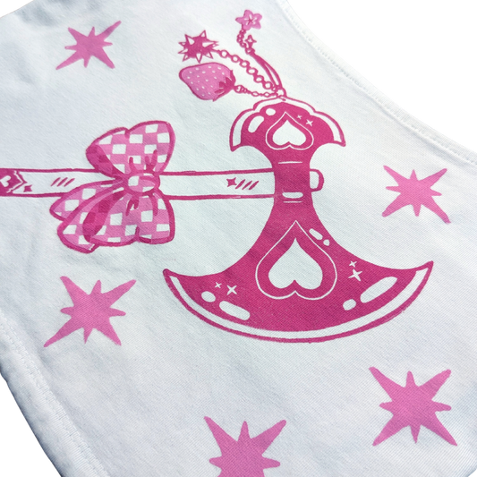 White crop top with Pink Trinkets Axe [XS]