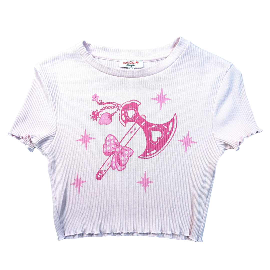 Baby pink crop top with pink Trinkets Axe [S]