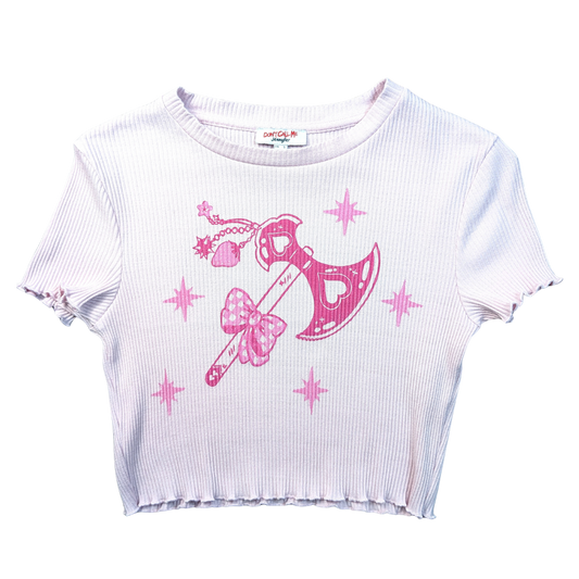 Baby pink crop top with pink Trinkets Axe [S]