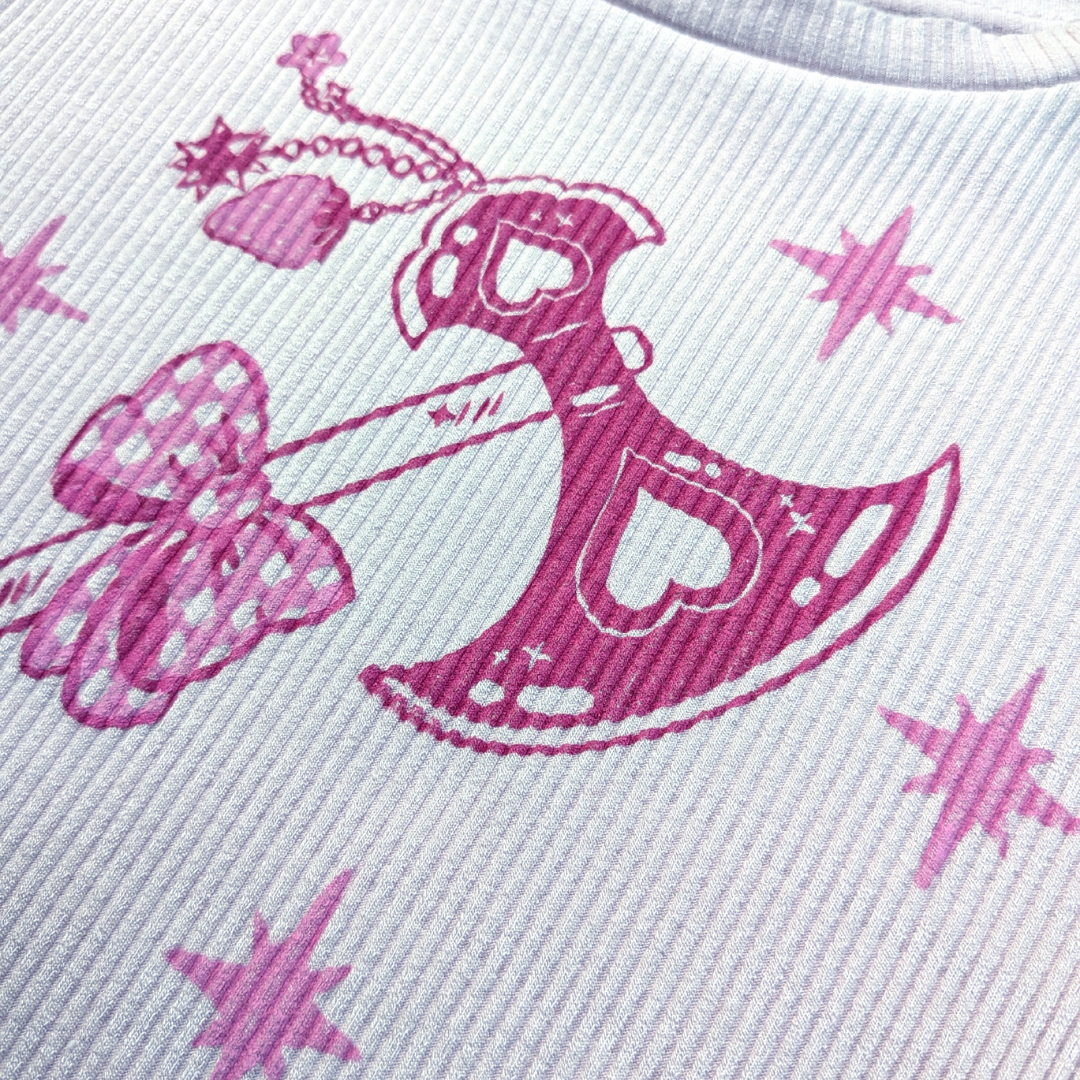 Baby pink crop top with pink Trinkets Axe [S]