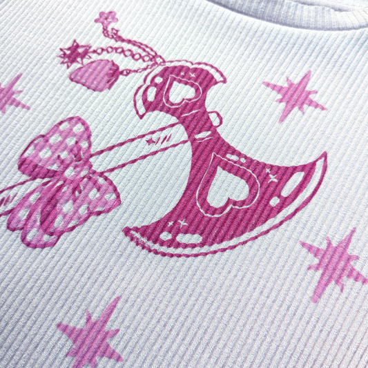 Baby pink crop top with pink Trinkets Axe [S]
