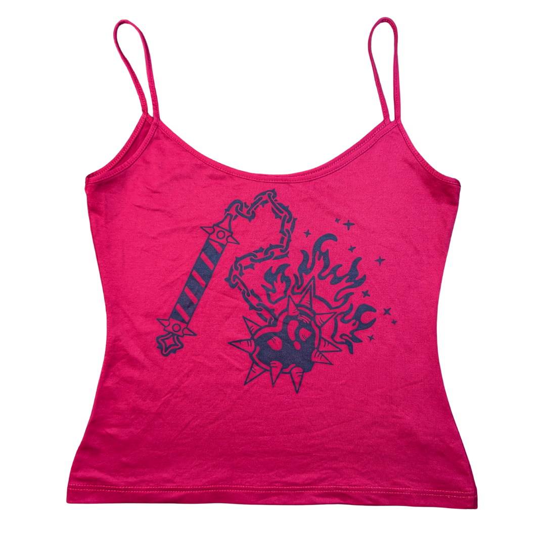 Red tank top with black Heart Flail [M]