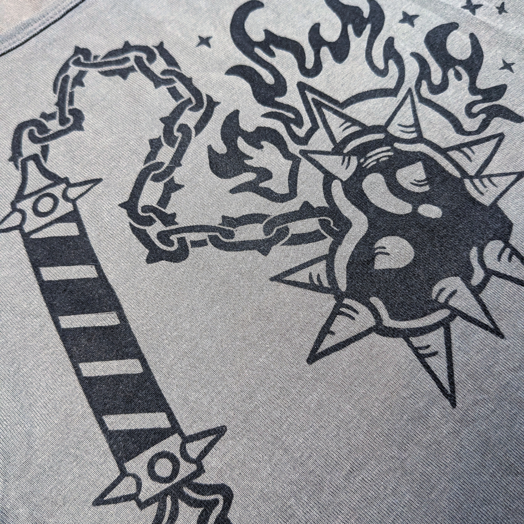 Grey tank top with black Heart Flail [S/M]