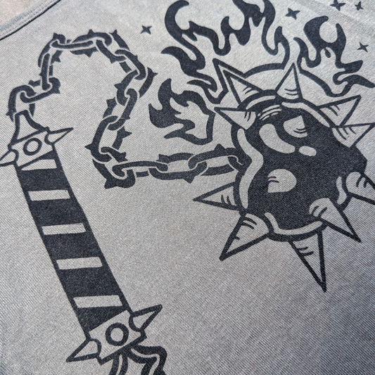Grey tank top with black Heart Flail [S/M]