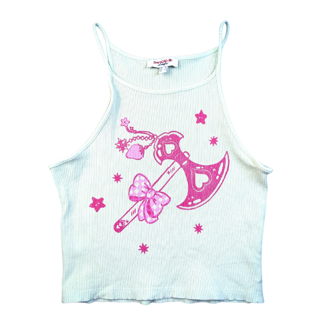 Mint crop top with pink Trinket Axe [S]