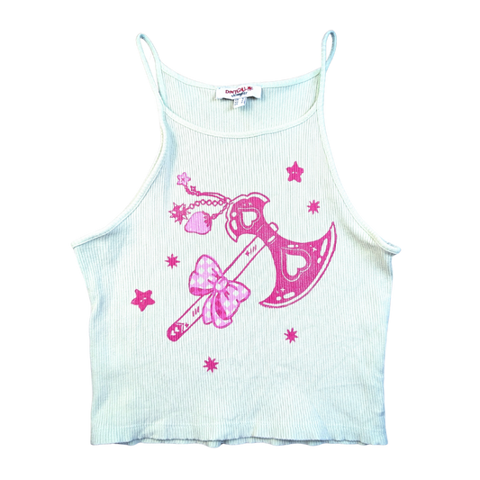 Mint crop top with pink Trinket Axe [S]