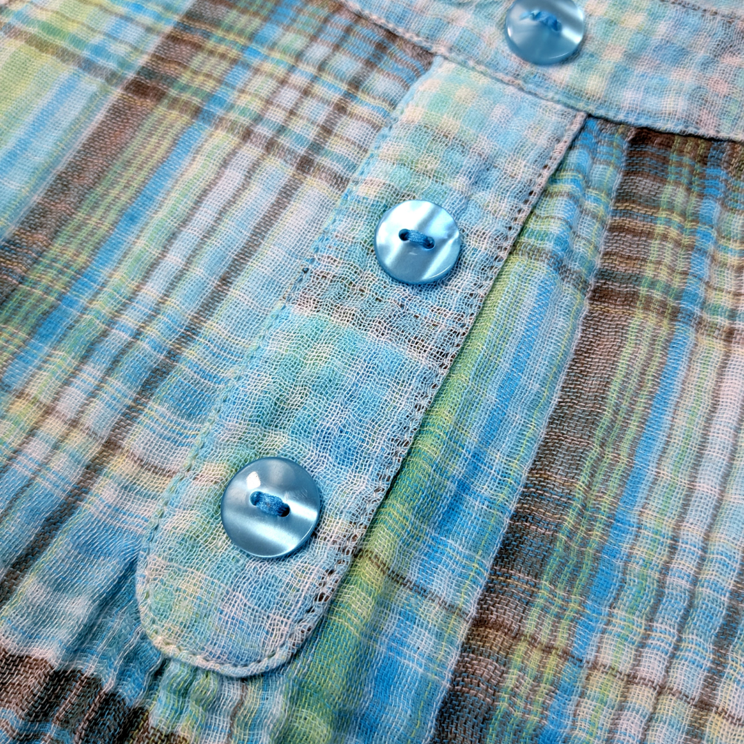 Blue & green checkered shirt with blue Heart Flail & Stars [XL/XXL]