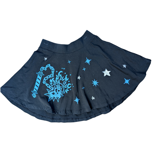 Black skirt with blue Heart Flail & Silver Stars [XS/S]