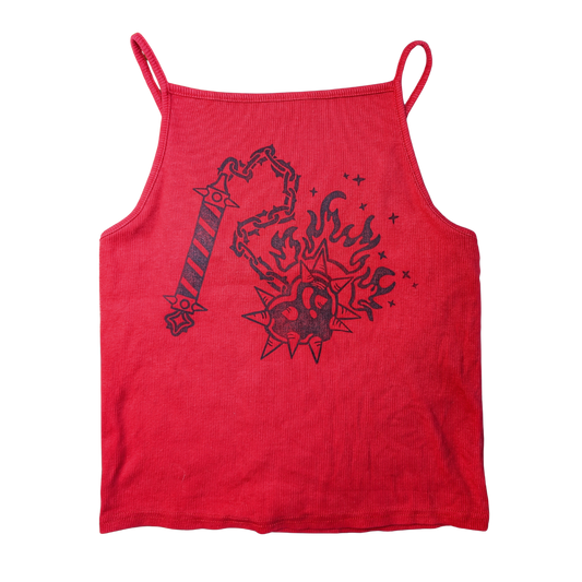 Red top with black Heart Flail [M/L]