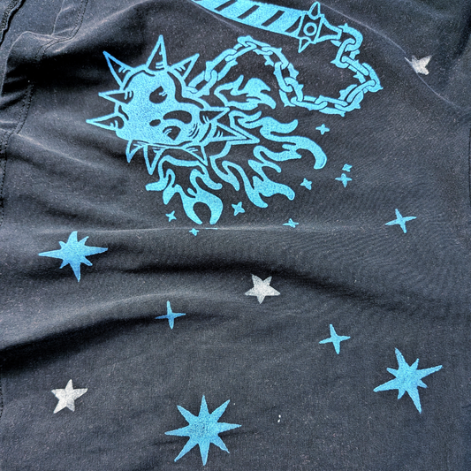 Black skirt with blue Heart Flail & Silver Stars [XS/S]