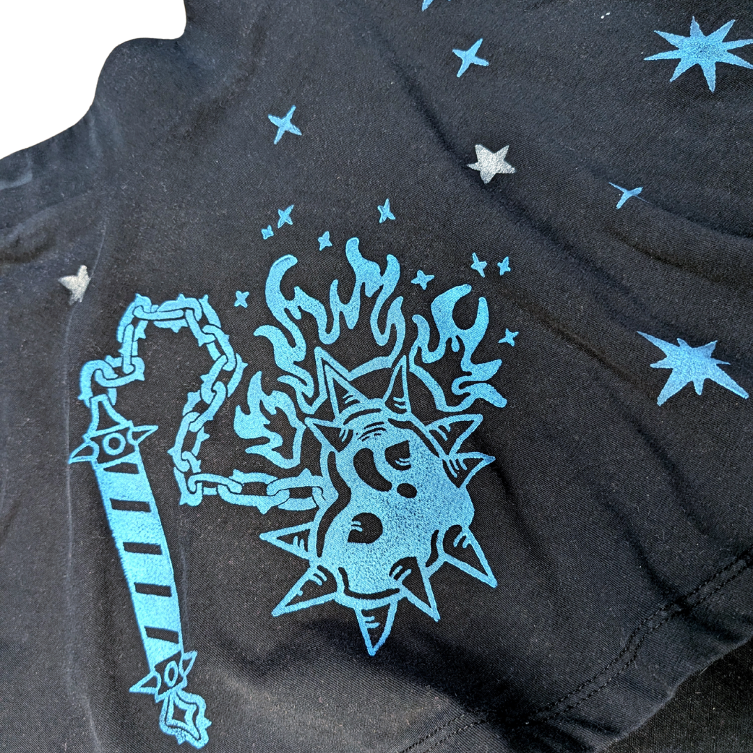 Black skirt with blue Heart Flail & Silver Stars [XS/S]