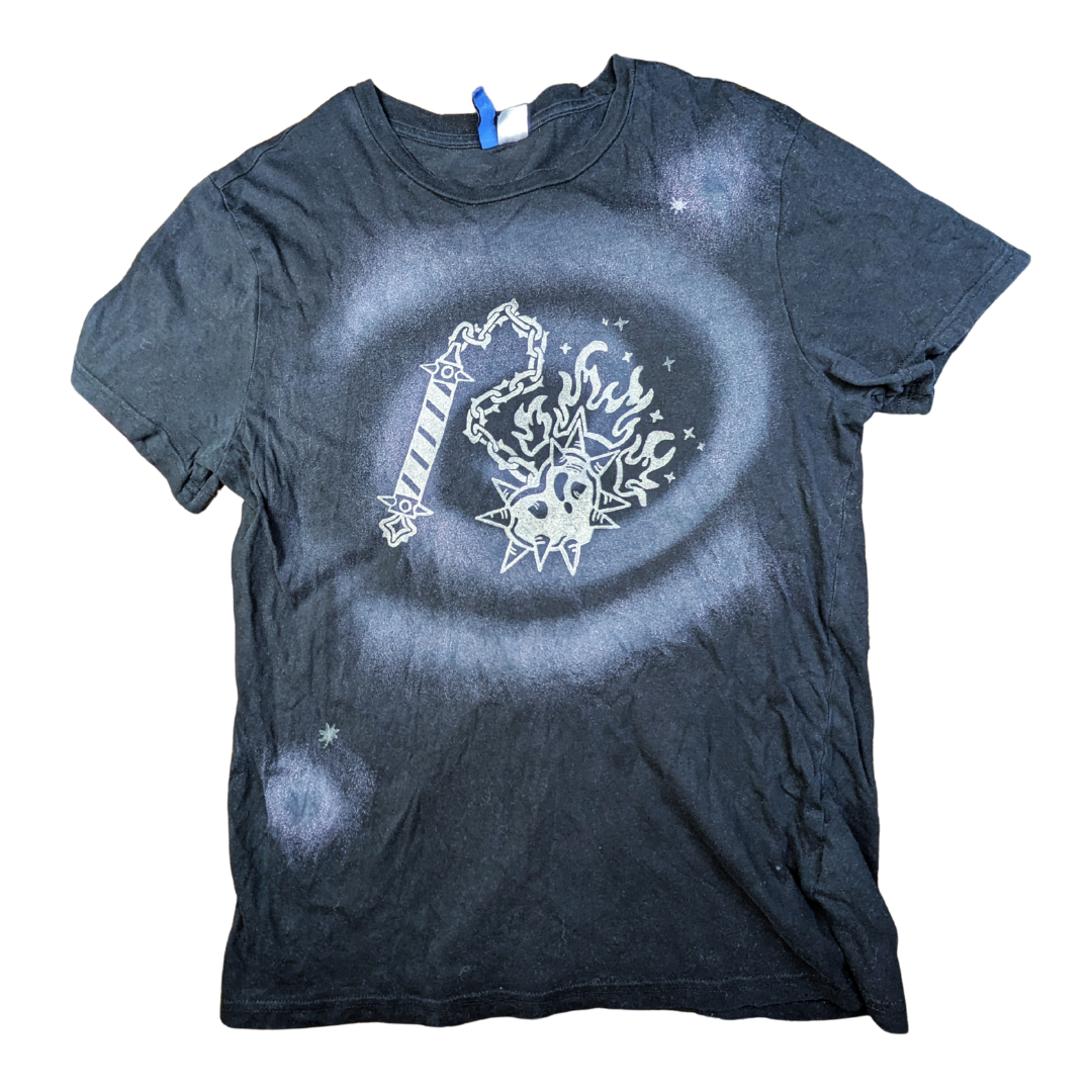 Black shirt with pink Spiral and silver Heart Flail [M]