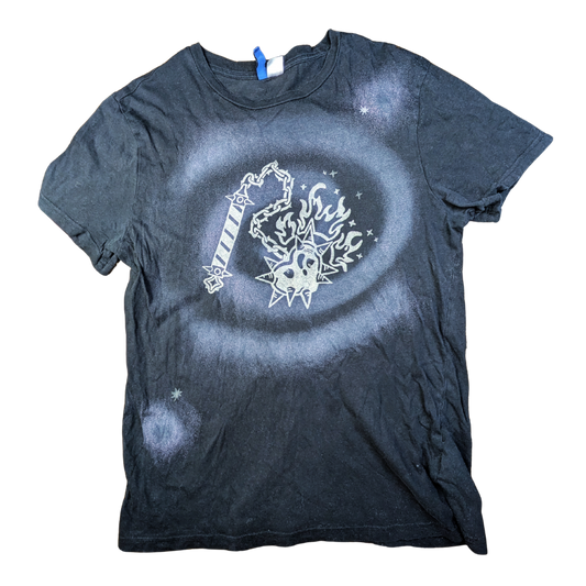 Black shirt with pink Spiral and silver Heart Flail [M]