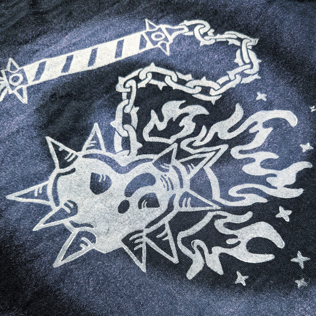 Black shirt with pink Spiral and silver Heart Flail [M]