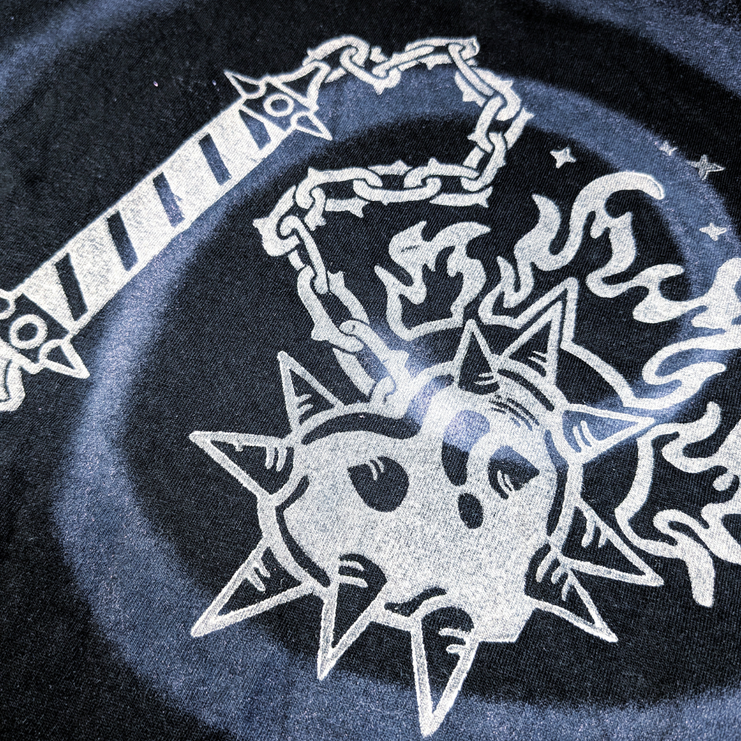 Black shirt with pink Spiral and silver Heart Flail [4XL]