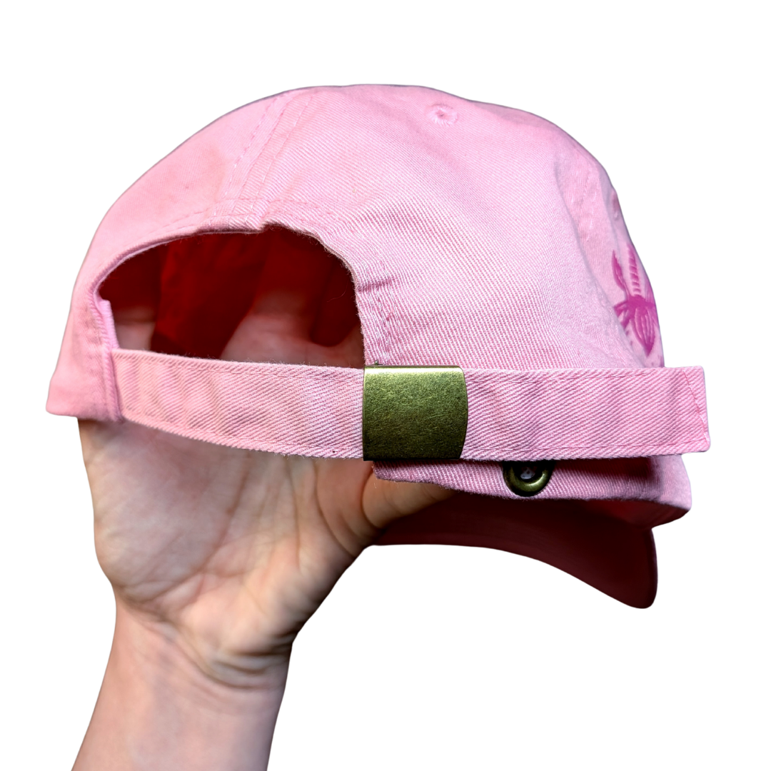 Pink cap with magenta Starry Strawberries [Adult Size]