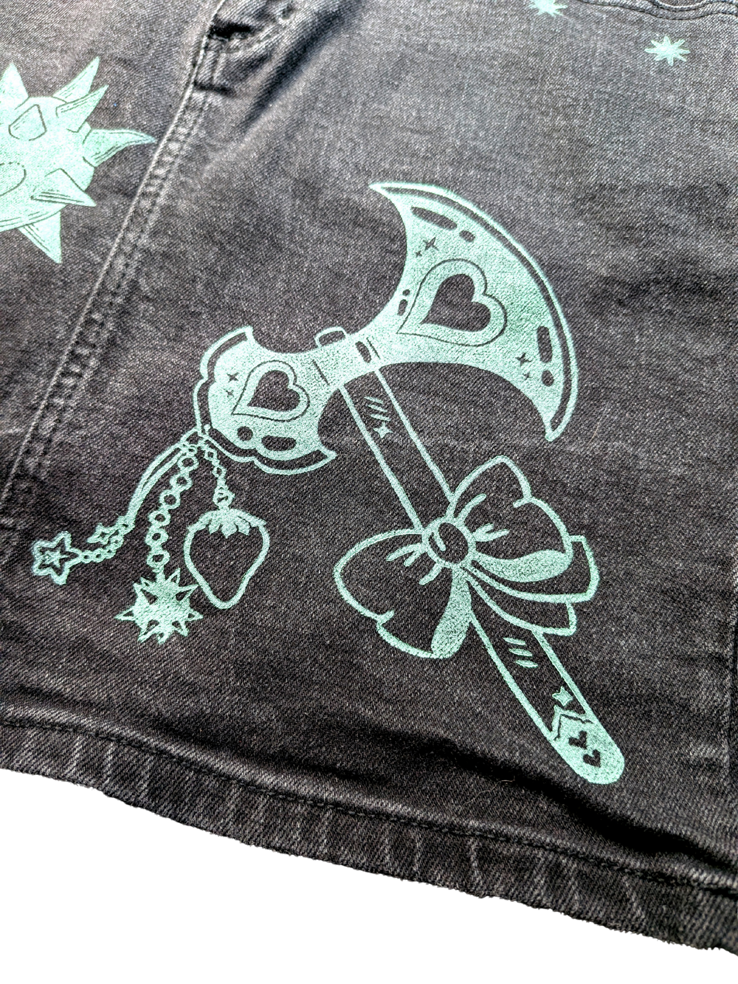 Black denim skirt with Mint prints [EUR 38]