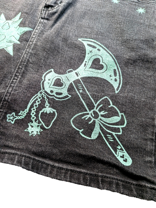 Black denim skirt with Mint prints [EUR 38]
