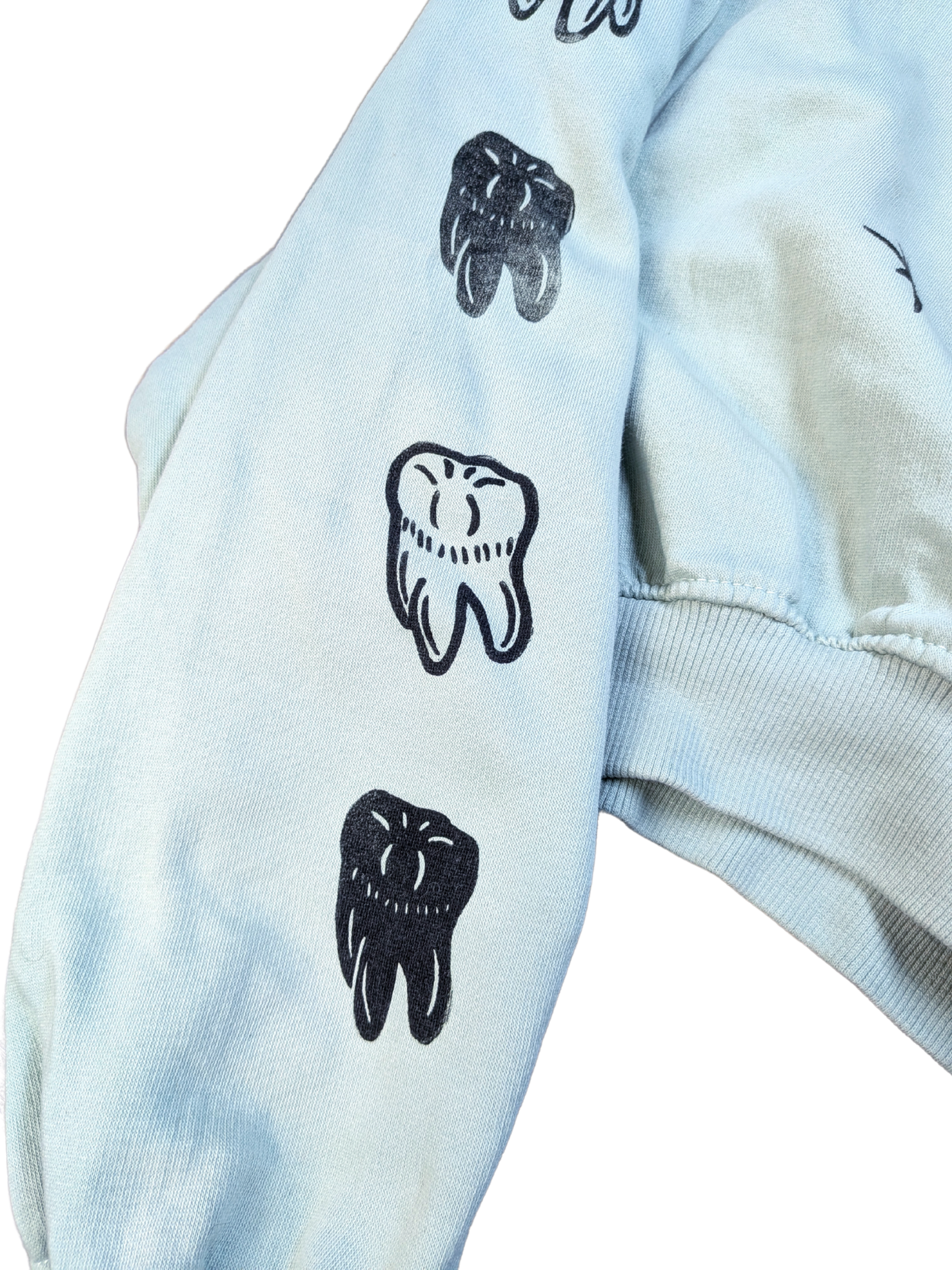 Mint cropped sweatshirt with black Rat & Teeth [S/M]