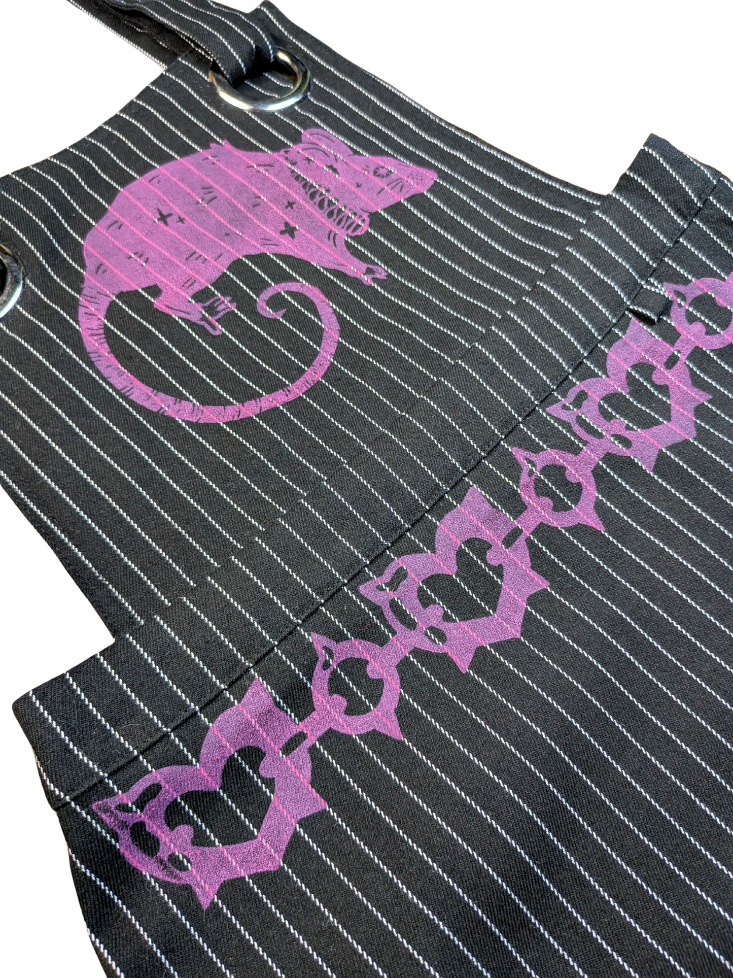 Black overalls dress with pink Rat, chains & teeth [XXS/XS]