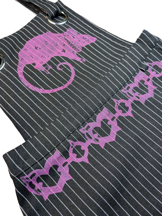 Black overalls dress with pink Rat, chains & teeth [XXS/XS]
