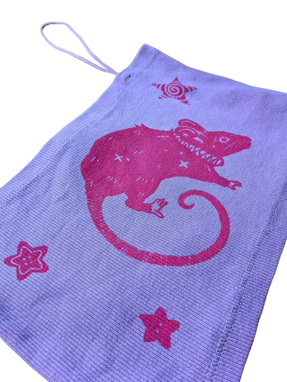 Lavender bralette with pink Rat & Stars [XS to S]