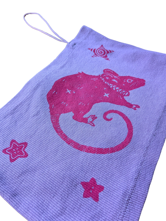 Lavender bralette with pink Rat & Stars [XS to S]
